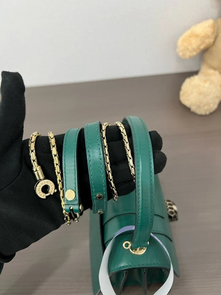 Bvlgari Green Serpenti Accordion Bag For Women
