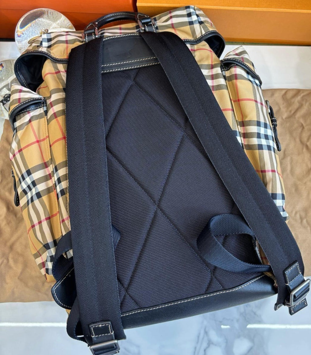 Burberry Classic Check Canvas Backpack Shoulder Bag Multicolor Unisex Adluts
