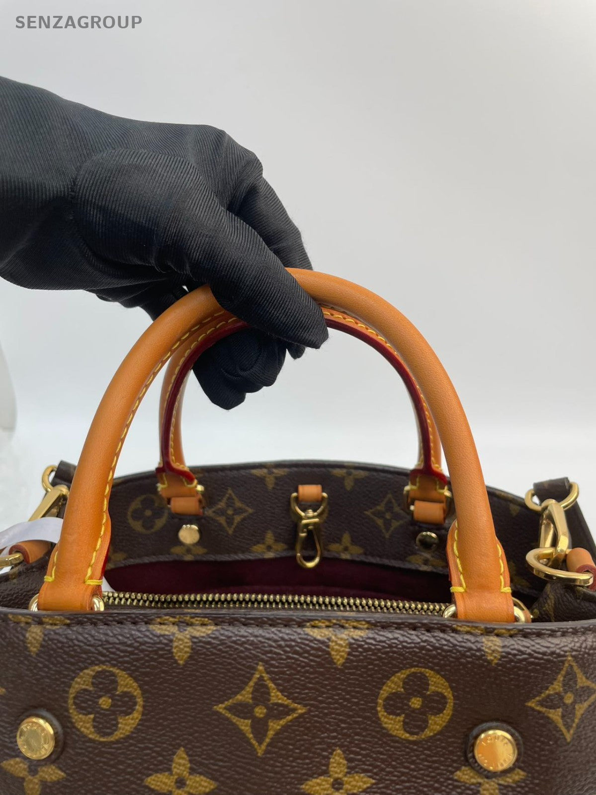 #1 - SJ0001 Louis Vuitton Montaigne Top Handle Bag MM Brown Canvas MG10387