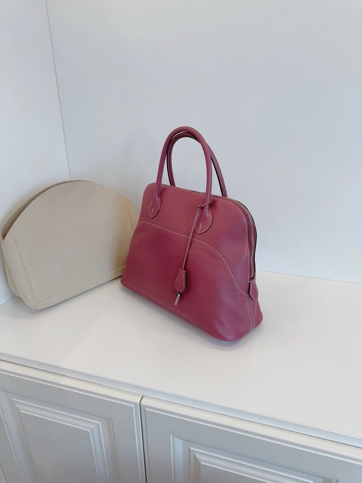 Hermès Bolide Relax 35 Bowling Handbag Daily Tote Rosewood Pink