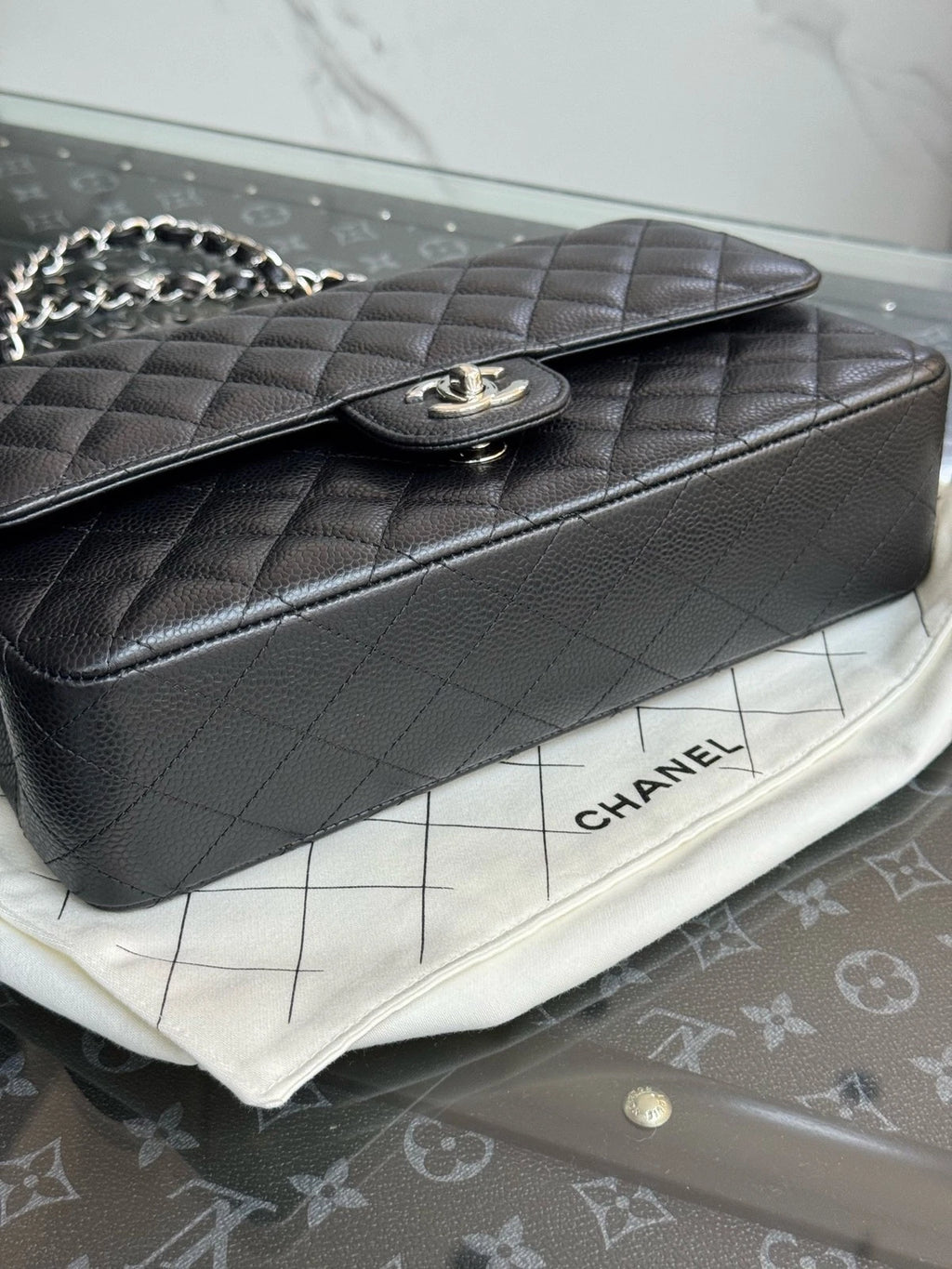 CHANEL CF Medium Black Silver Shoulder Bag for Women