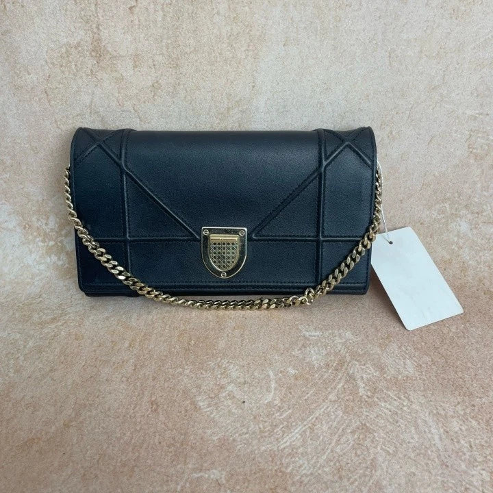 Authentic Dior Black WOC Crossbody Shoulder Bag For Women