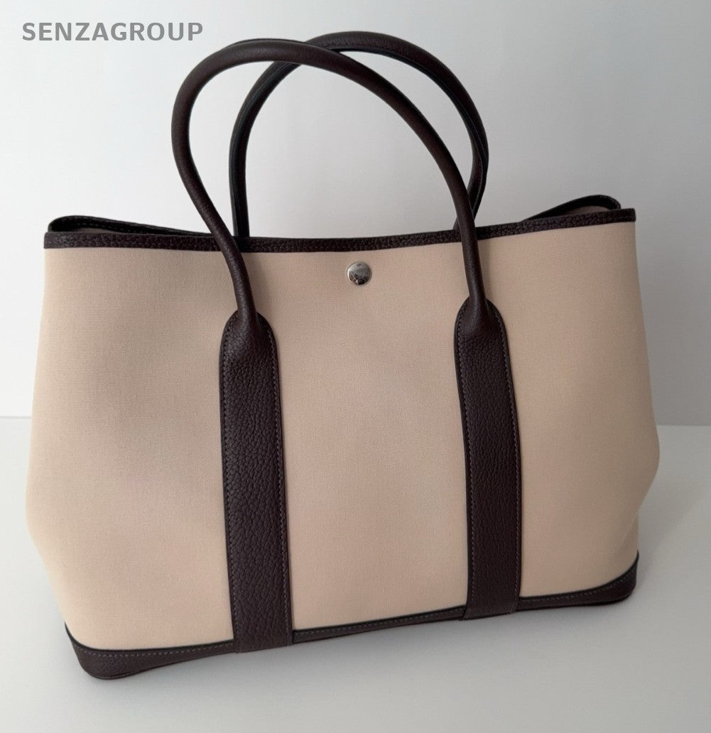 Hermes Garden Party36  Tote Canvas Top Handle Beige Almost Brand NEW