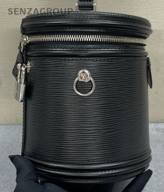 Louis Vuitton Epi Leather Bucket Top Handle Bag Crossbody Black Gold Women