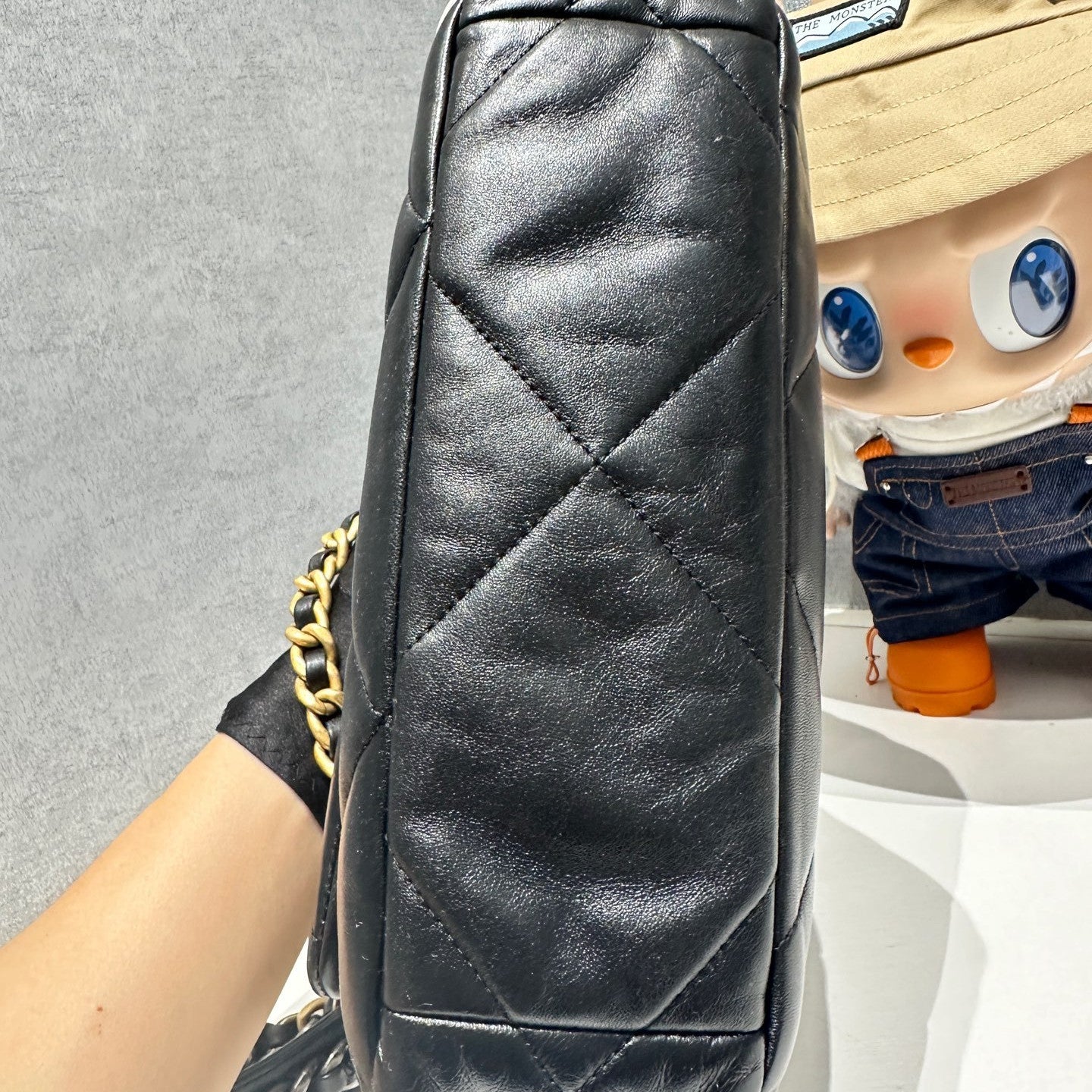 Chanel 19 Small Black Gold Chain Shoulder Crossbody Bag Quilted Classic