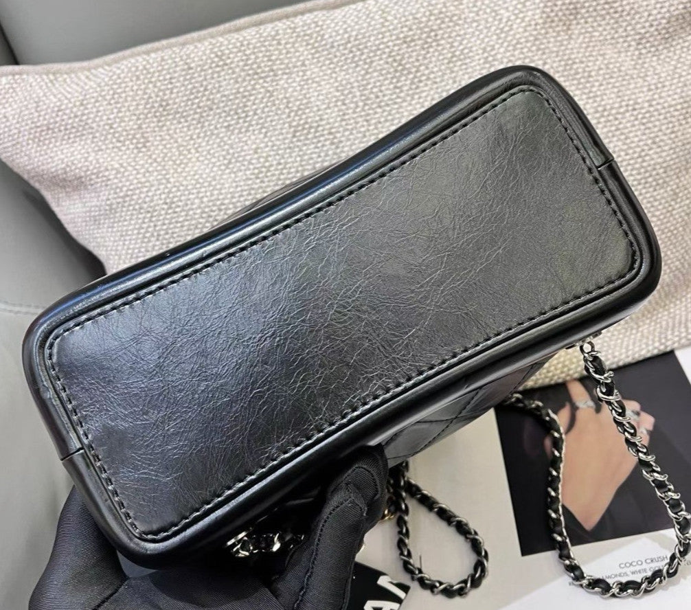 Chanel Gabrielle PM Chain Backpack Black Silver Diamond Used Women Classic