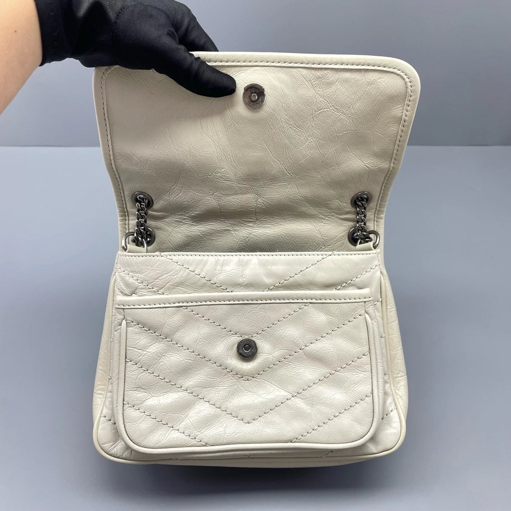 Saint Laurent Niki Leather White Shoulder Bag Excellent