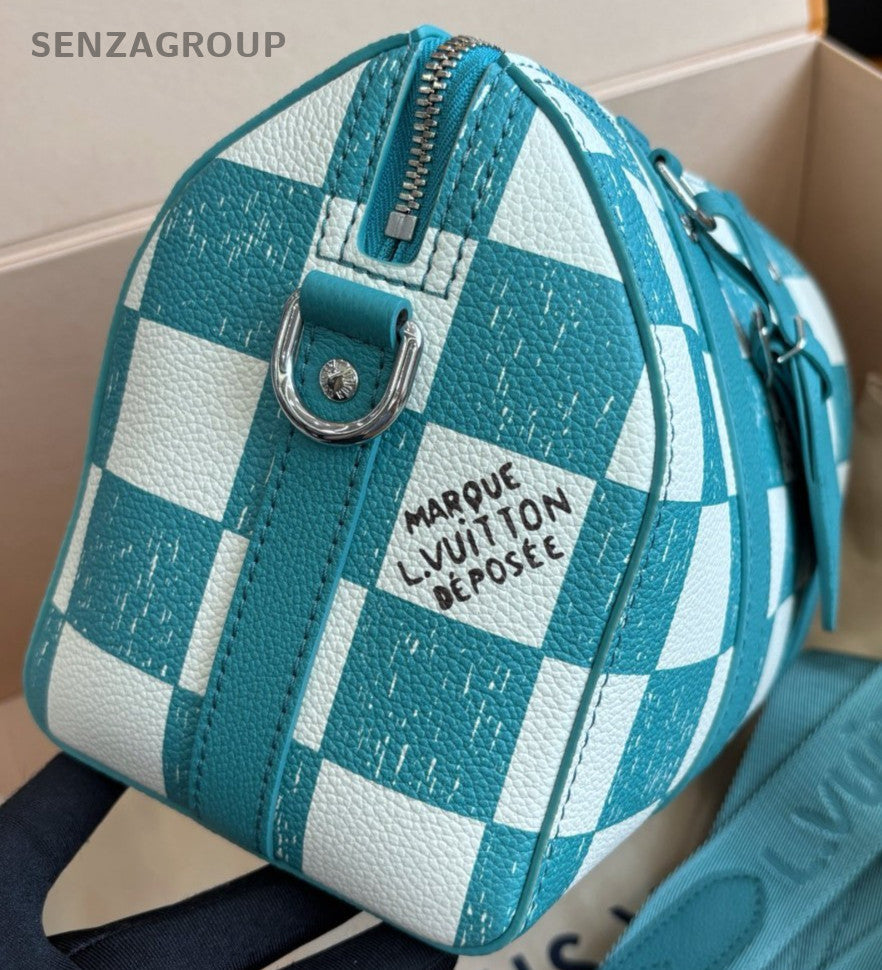 Louis Vuitton City Keepall 2Way Shoulder Bag Crossbody Green White Silver Women