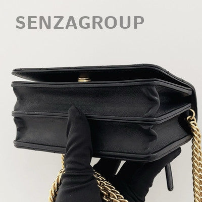 Chanel Black Gold Lambskin Charm Chain Shoulder Crossbody Bag