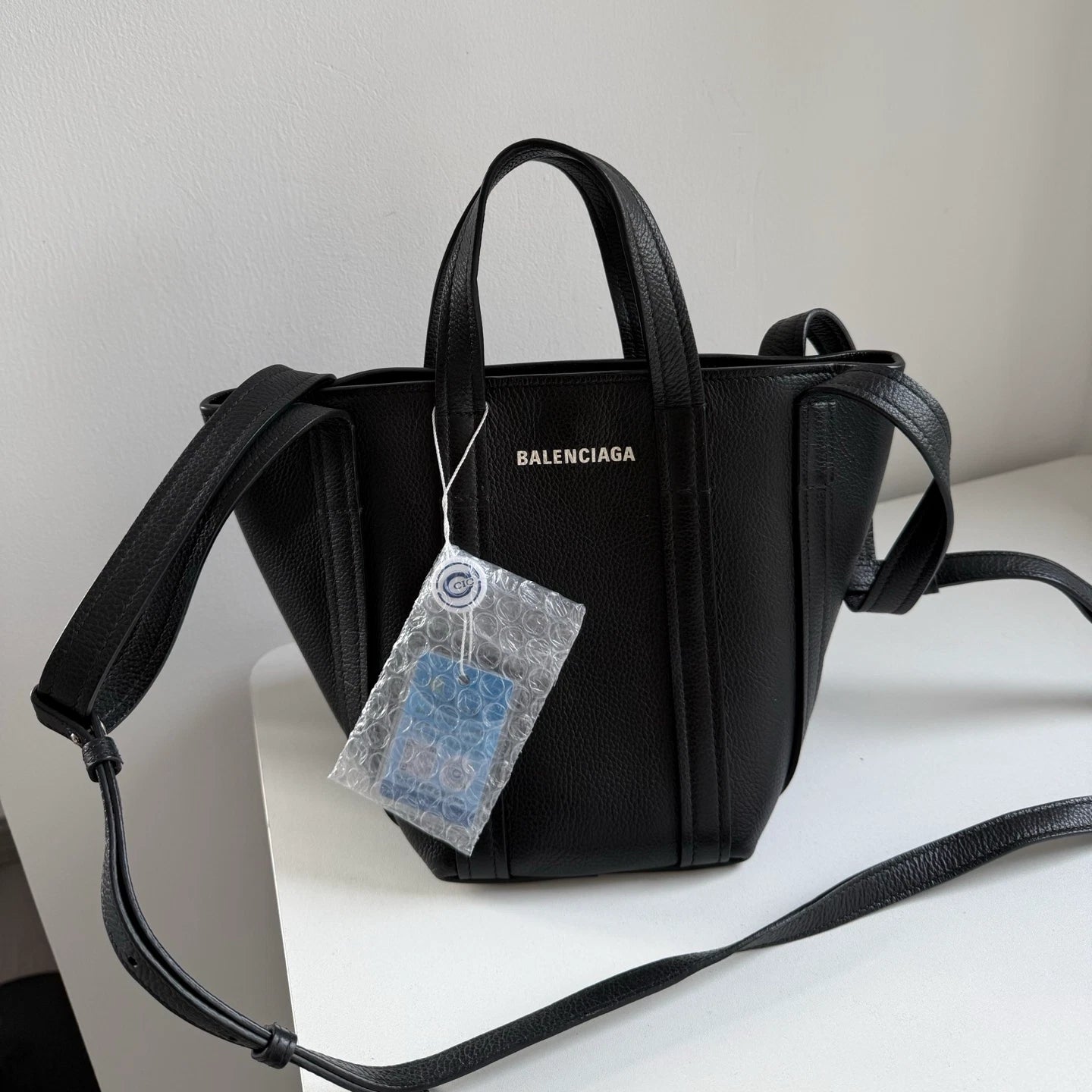 Authentic Balenciaga Bazar Calfskin Black 2Way Handbag Crossbody