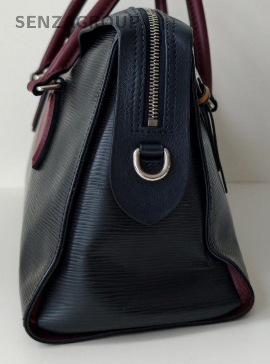 Louis Vuitton Epi Leather Top Handle Bag Crossbody Black Silver Women Classic