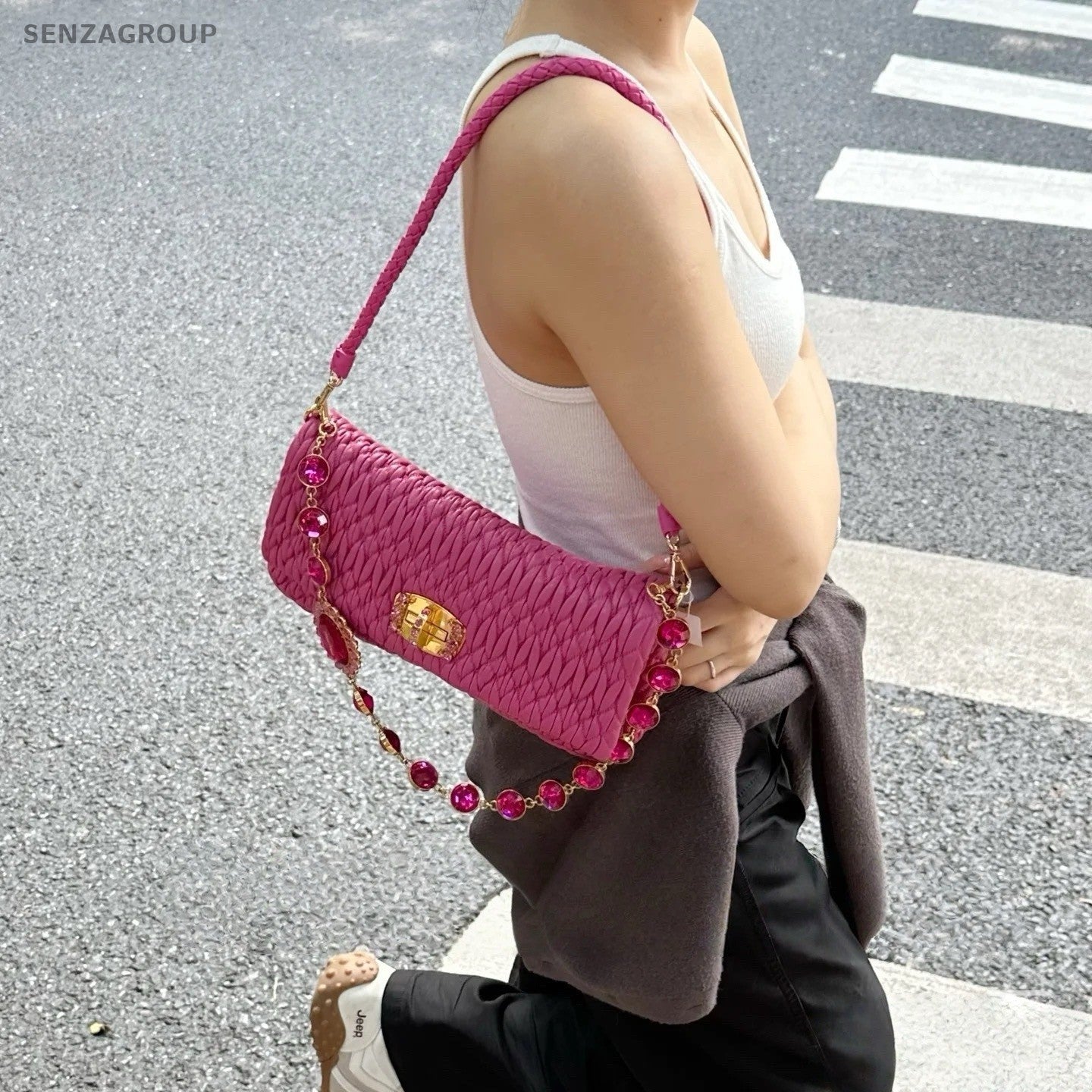MIUMIU gemstone Shoulder Crossbody bag Pink Women