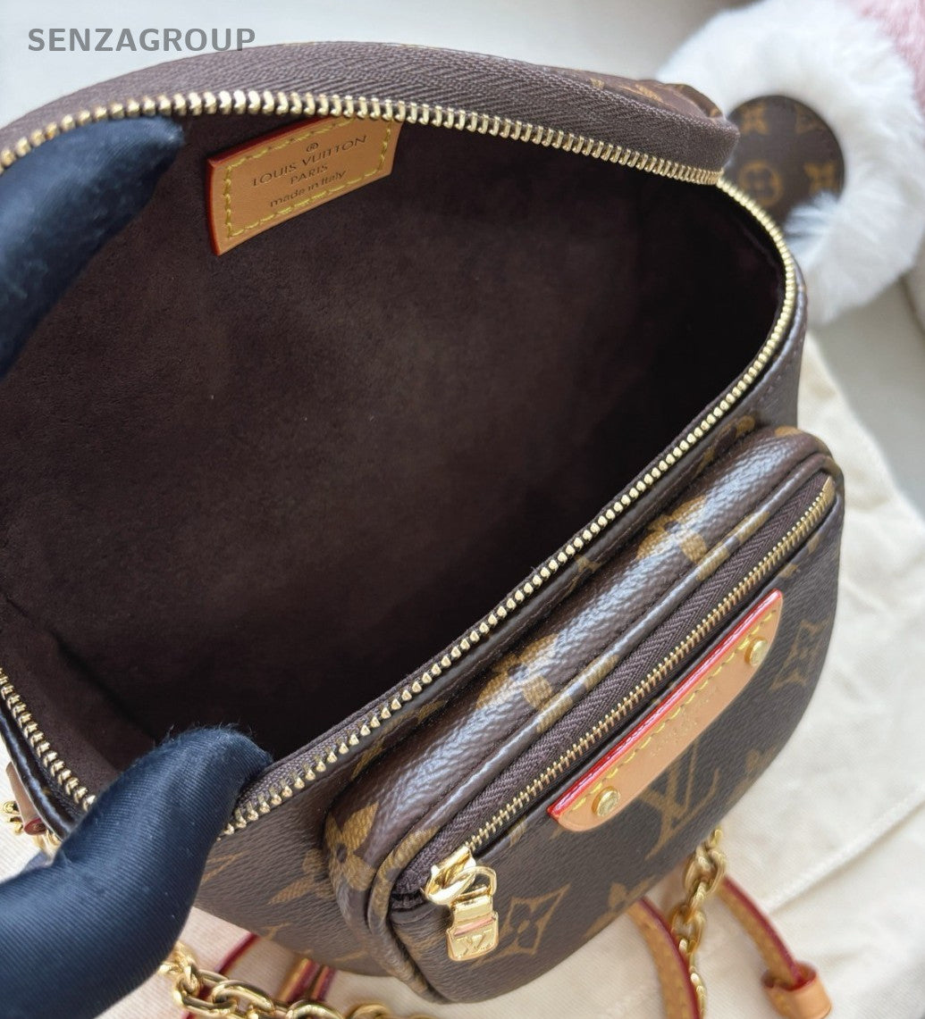 Louis Vuitton Bumbag Monogram Shoulder Bag Crossbody Brown Gold Women Classic