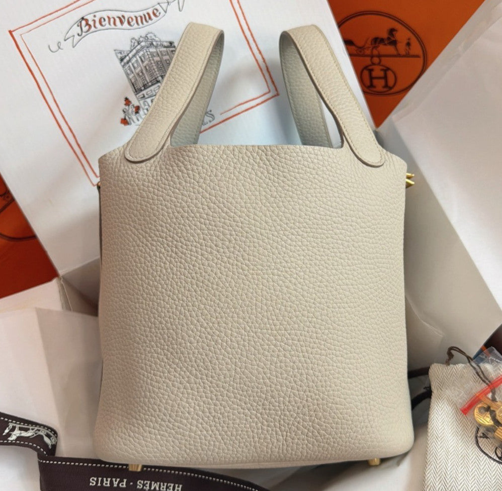 Hermes Picotin18 Top Handle Shoulder Bag White Gold Used Women Fashion Classic