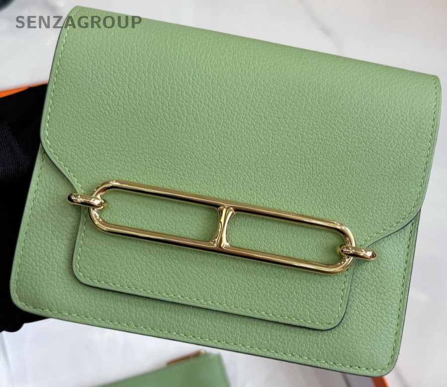 Hermès Roulis Slim Leather Clutch Wallet Green Women Almost Brand New
