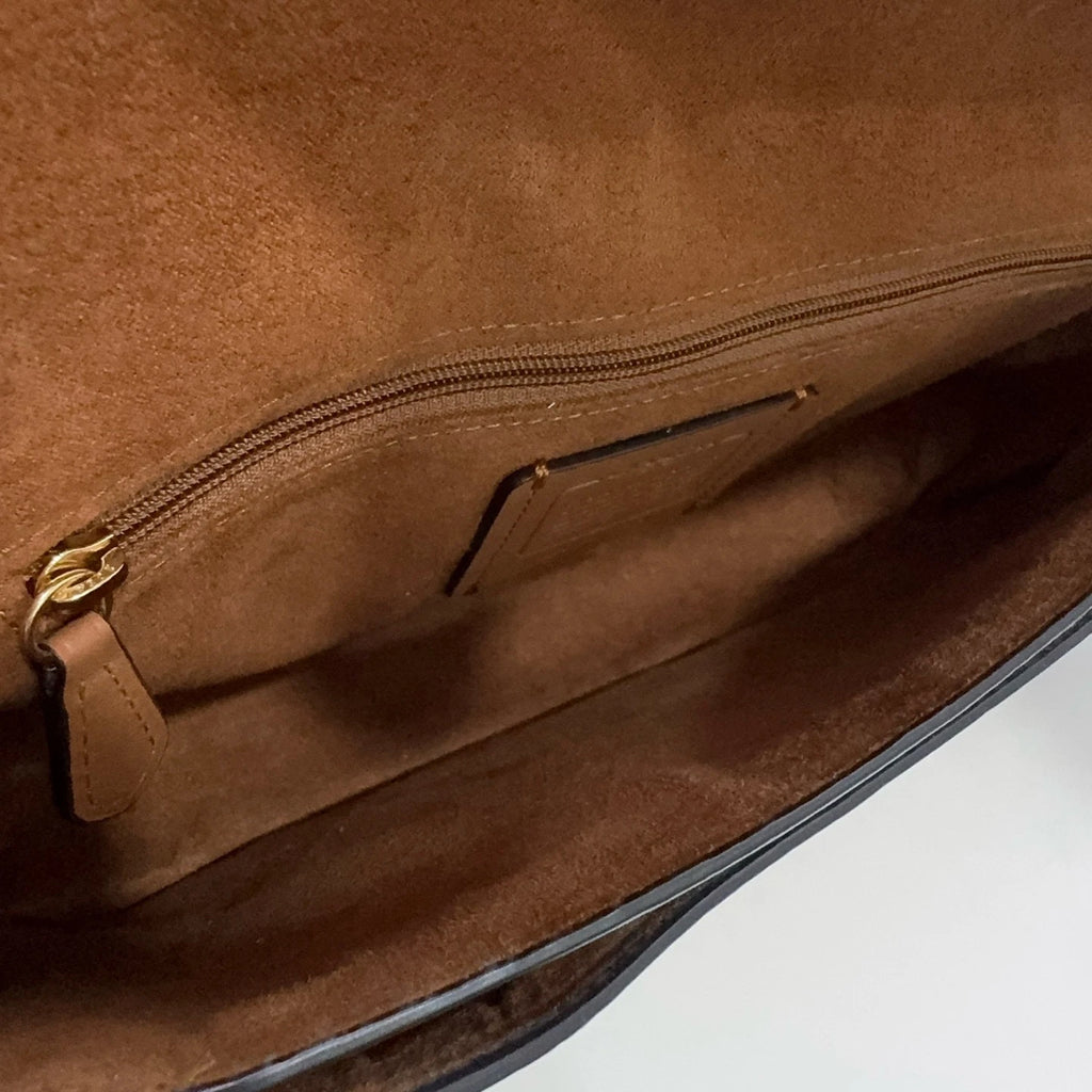 Coach Georgie27 Logo Canvas Leather Shoulder Bag Excellent