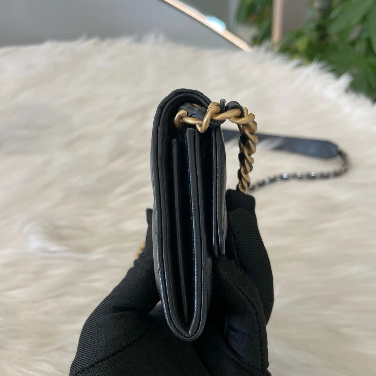 Chanel 19 Mini Flap Bag Black Gold Quilted Chain Crossbody Classic