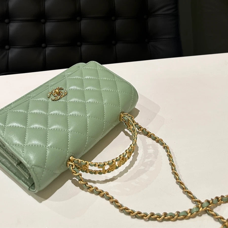 Chanel Green Top Handle WOC Wallet On Chain Crossbody Bag