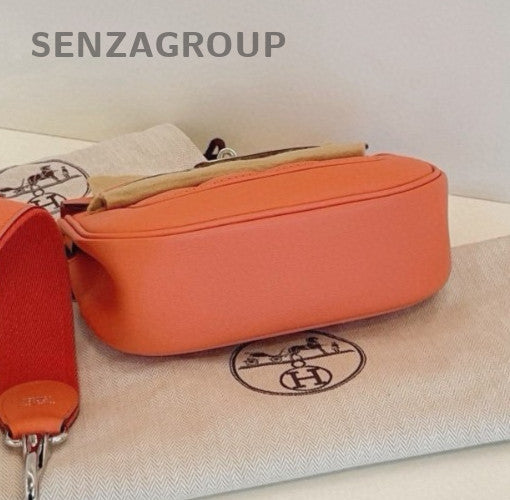 Hermes Berline Mini Ec Leather Vintage Shoulder Bag Orange Women Designer