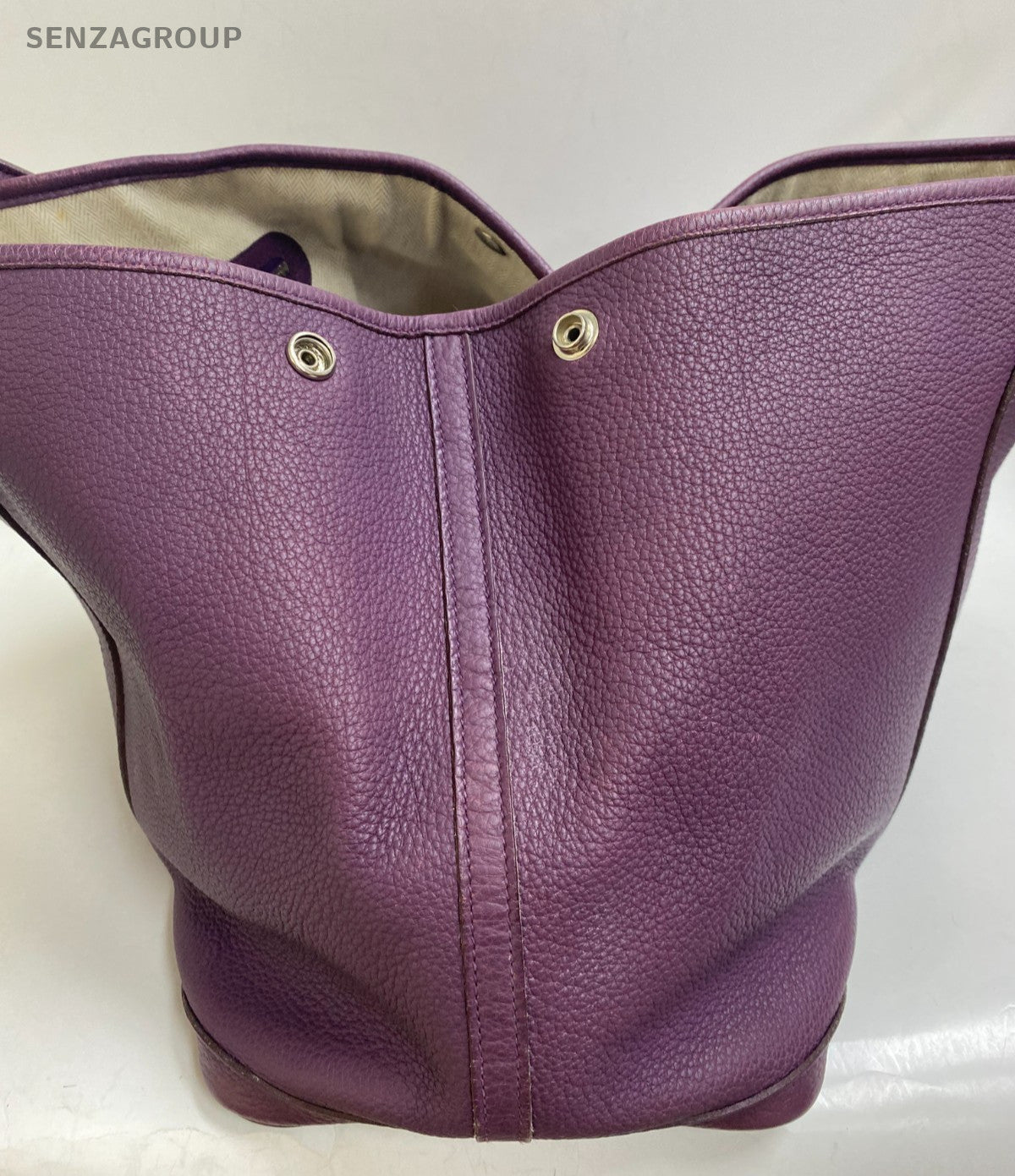 Hermes Garden Party36 Top Handle Bag Purple Silver Used Women Classic Fashion