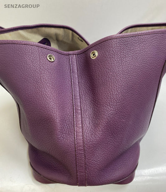 Hermes Garden Party36 Top Handle Bag Purple Silver Used Women Classic Fashion