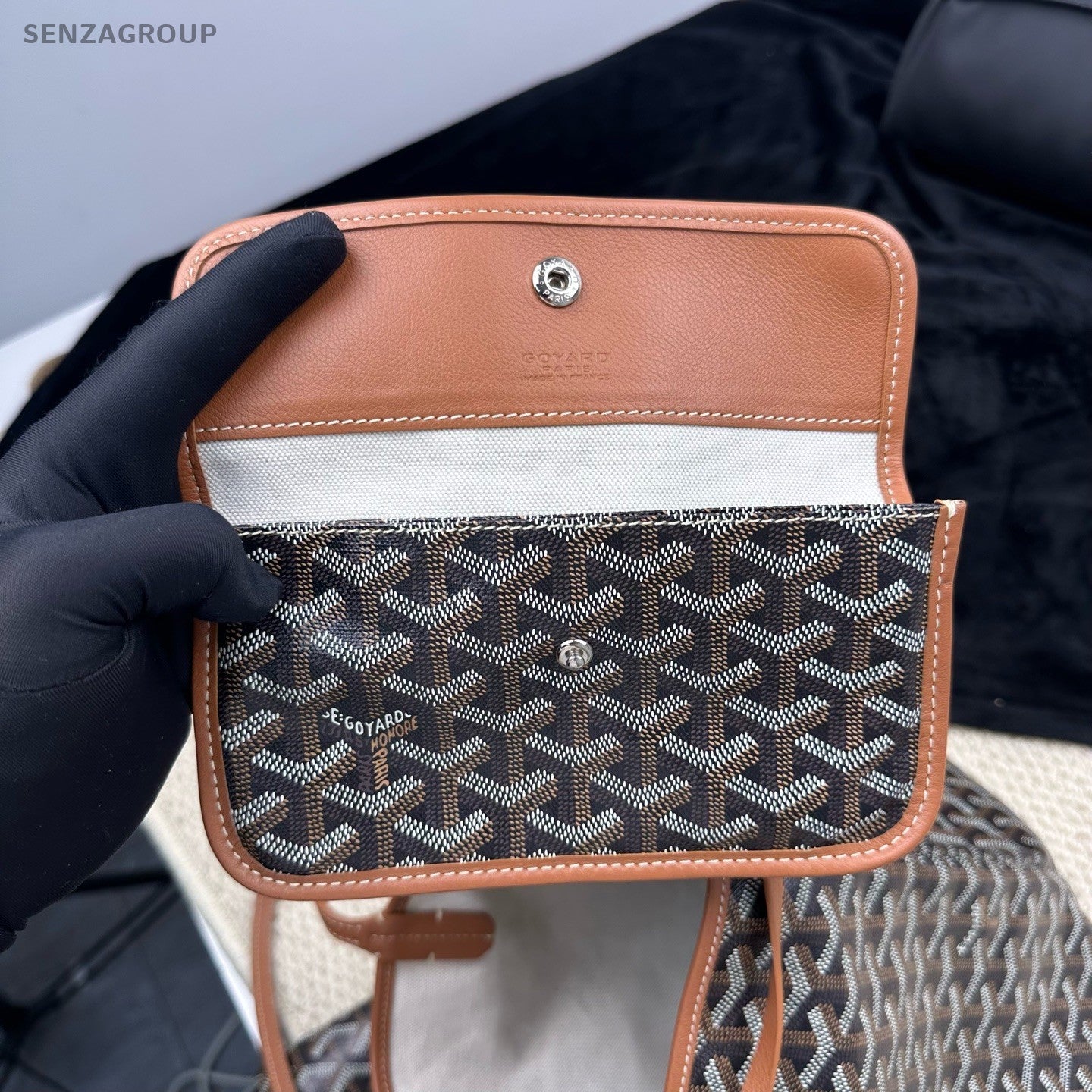 Goyard GM Canvas Monogram Tote Shoulder Bag With Pouch Women Black.