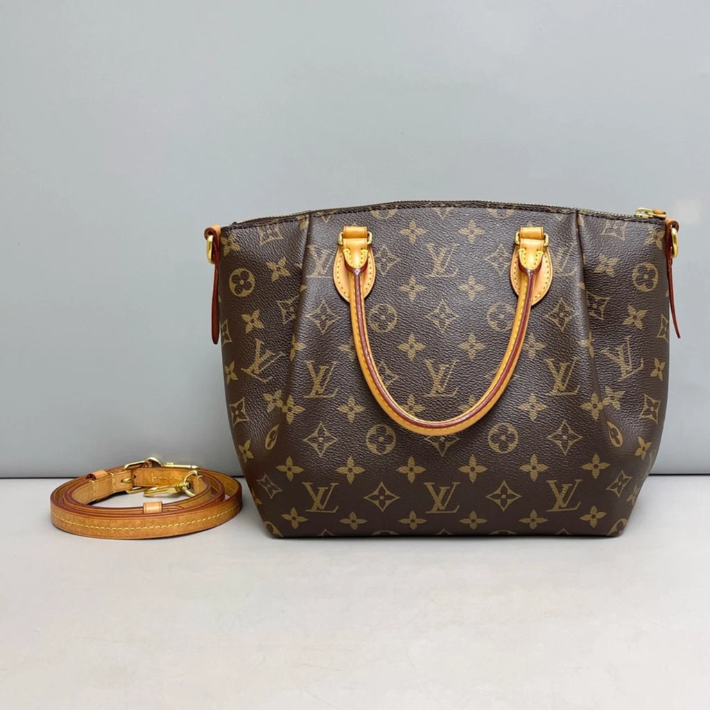 Authentic Louis Vuitton Turenne PM Monogram Top Handle Crossbody Bag Brown GHW