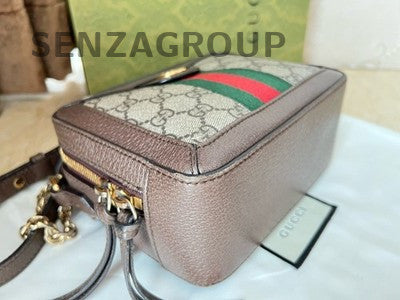 Gucci Ophidia GG Supreme Small Chain Shoulder Crossbody Bag Brown Gold