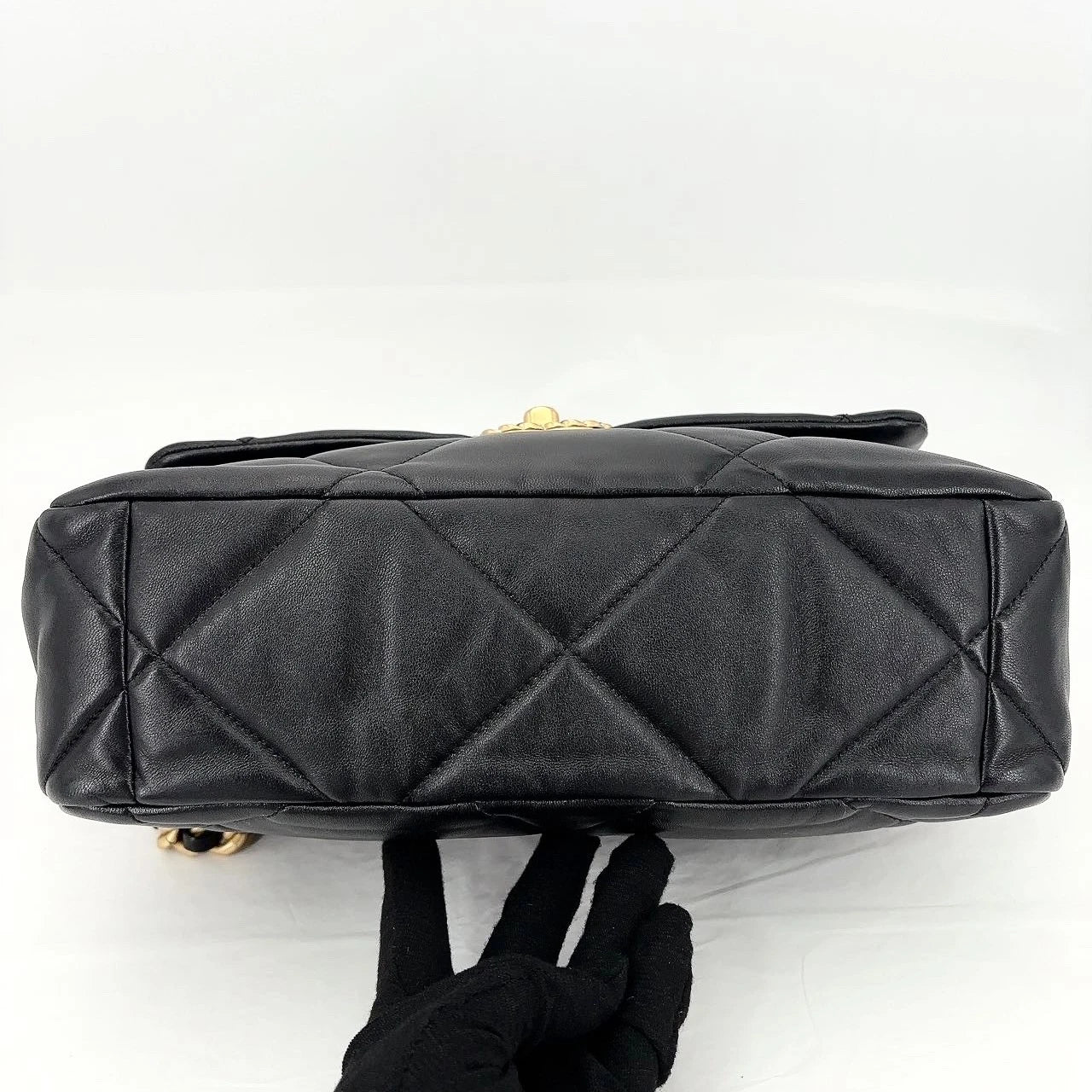 New CHANEL 19 Lamskin Black Gold Medium Shoulder Bag For Women