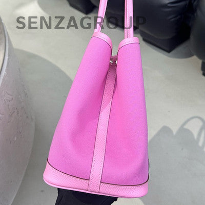 Hermès Garden Party 30 Tote Bag Canvas Leather Pink Silver Hardware