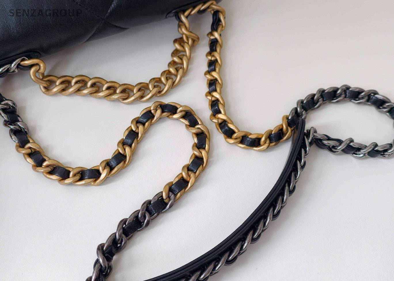 Chanel 19 PM Lambskin Chain Shoulder Bag Crossbody Black Gold Women Classic
