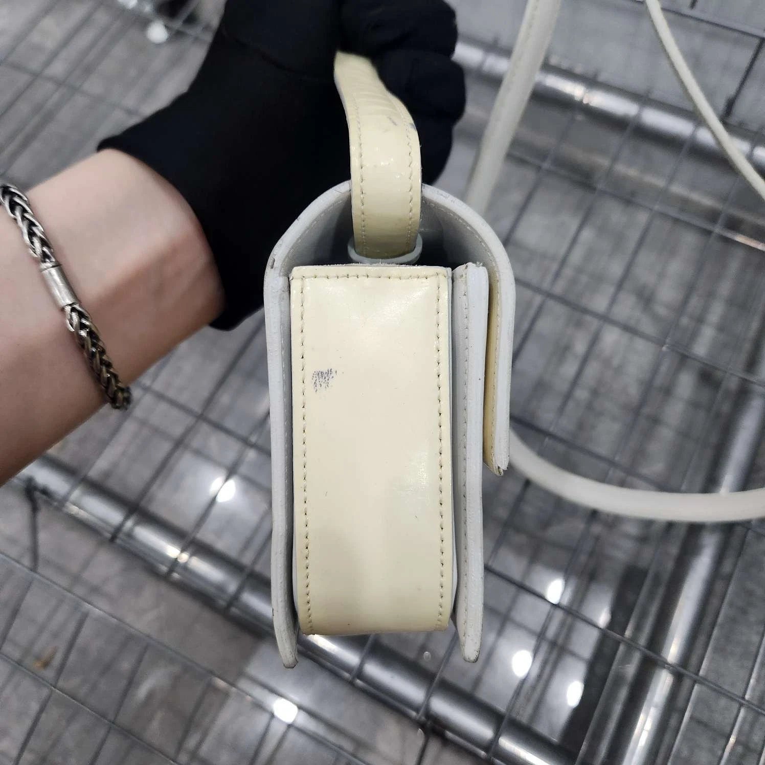 YSL Patent Cream Yellow Square Box Shoulder Crossbody Women