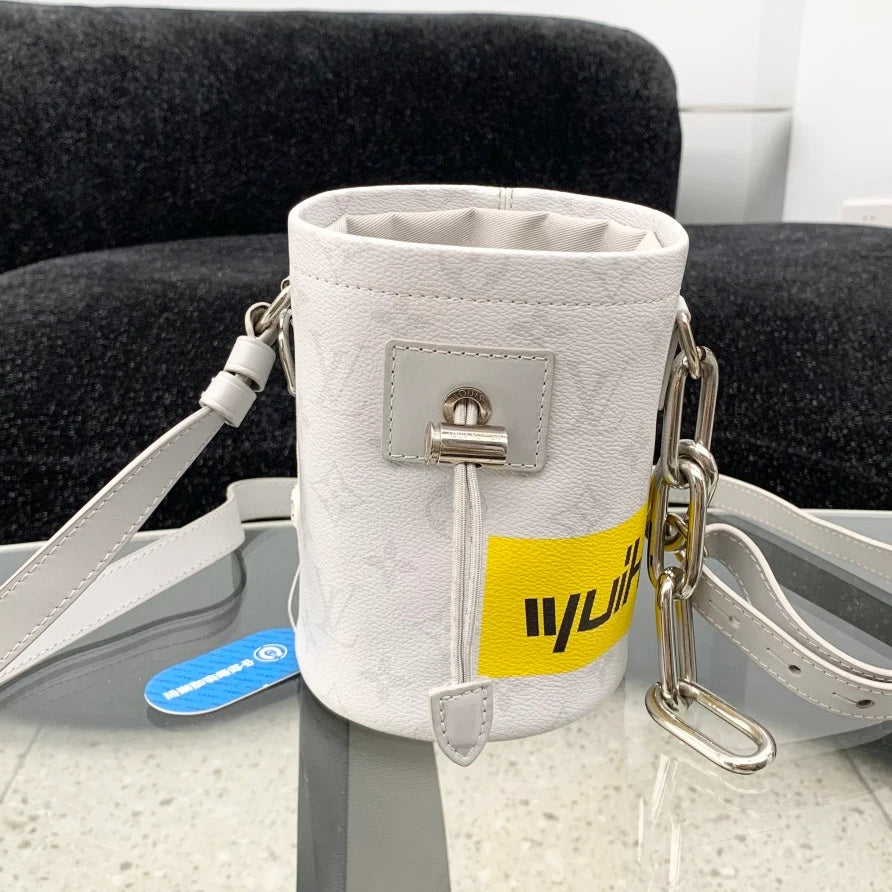 Louis Vuitton Chalk Nano Bucket Monogram Chain Crossbody Bag Gray Women S