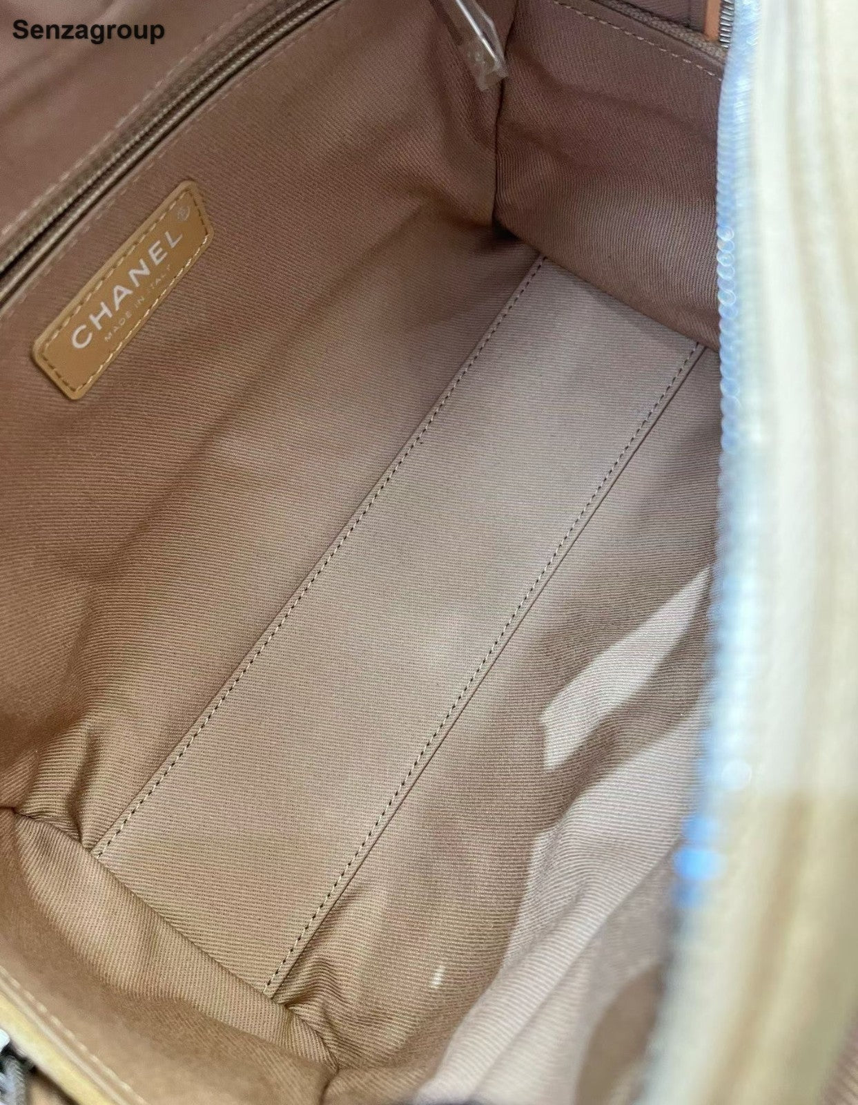 Chanel Bolide Beach Bag Chain Top Handle Shoulder Bag Beige Silver Women Classic