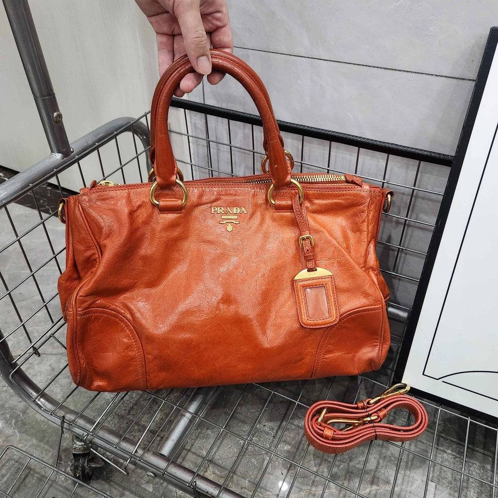 PRADA Orange Tote Handbag Shoulder Crossbody For Women