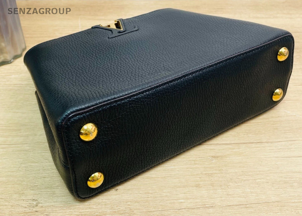 Louis Vuitton Capucines BB Leather Top Handle Shoulder Crossbody Bag Black Women