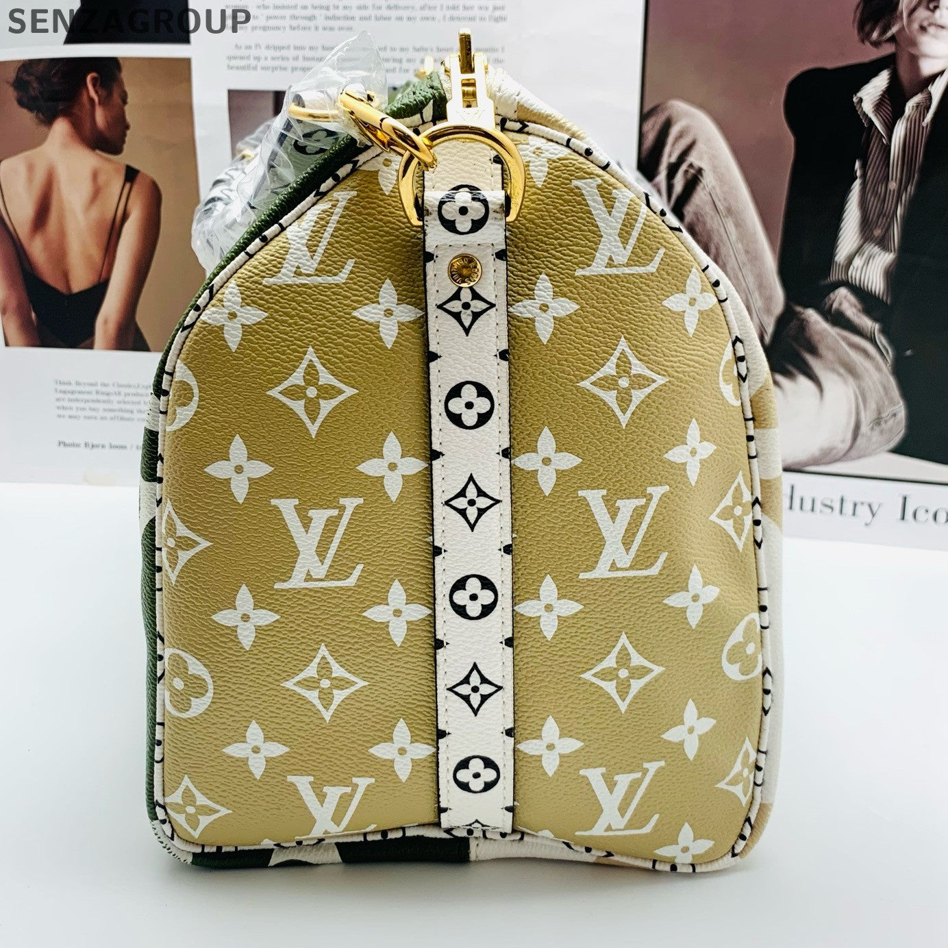 Louis Vuitton Speedy 30 Monogram Handbag White Green Women's