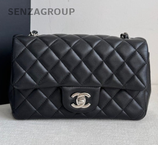 Chanel Classic Flap Chain Lambskin Mini Shoulder Bag Crossbody Black Women