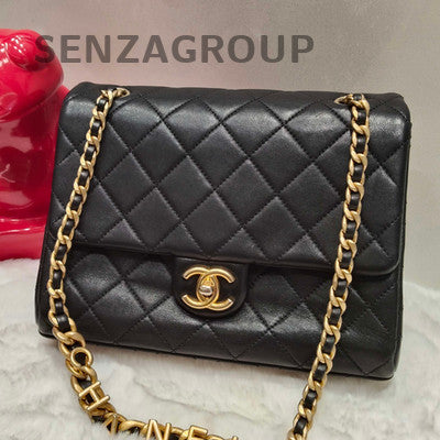 Chanel Classic Flap Quilted Chain Shoulder Bag Black Gold Women's Fashion
