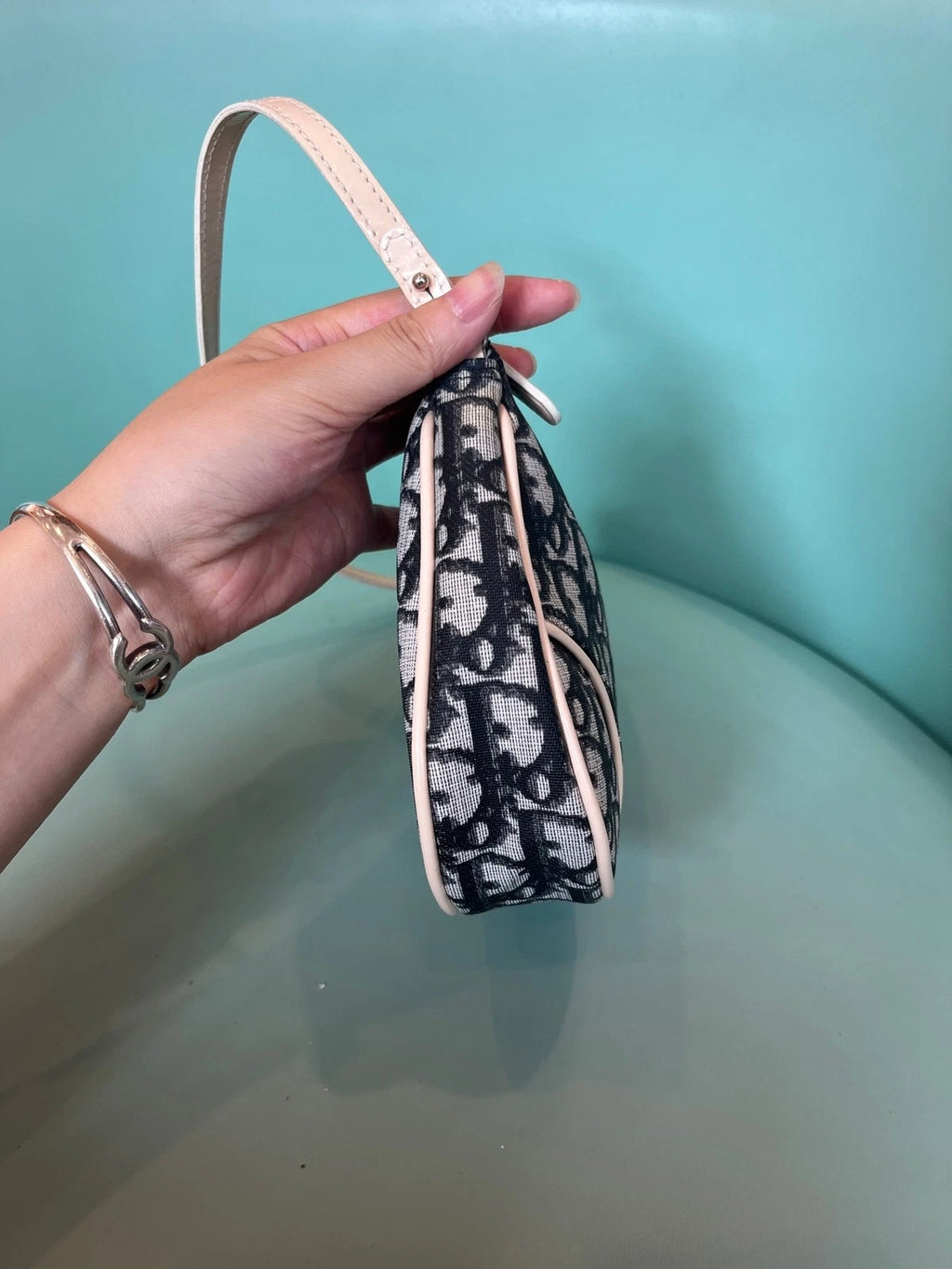 Dior Saddle White Shoulder Bag Excellent