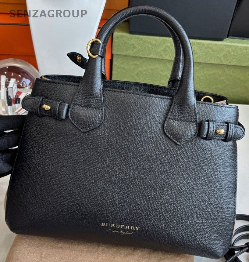 Burberry Banner Top Handle bag Black gold Almost Brand NEW 2WAY Crossbody