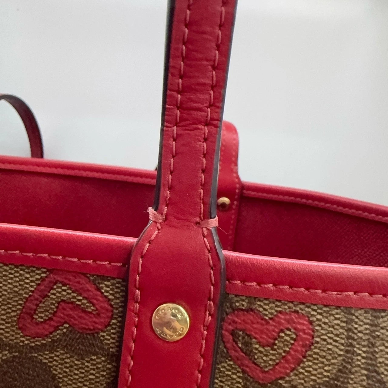 Coach City 33 Reversible Heart Print Canvas Tote Handbag For Women