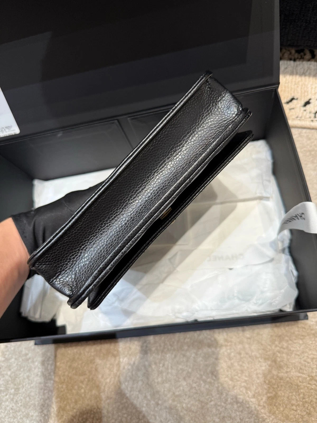 CHANEL Black Gold Lambskin WOC Crossbody Bag For Women