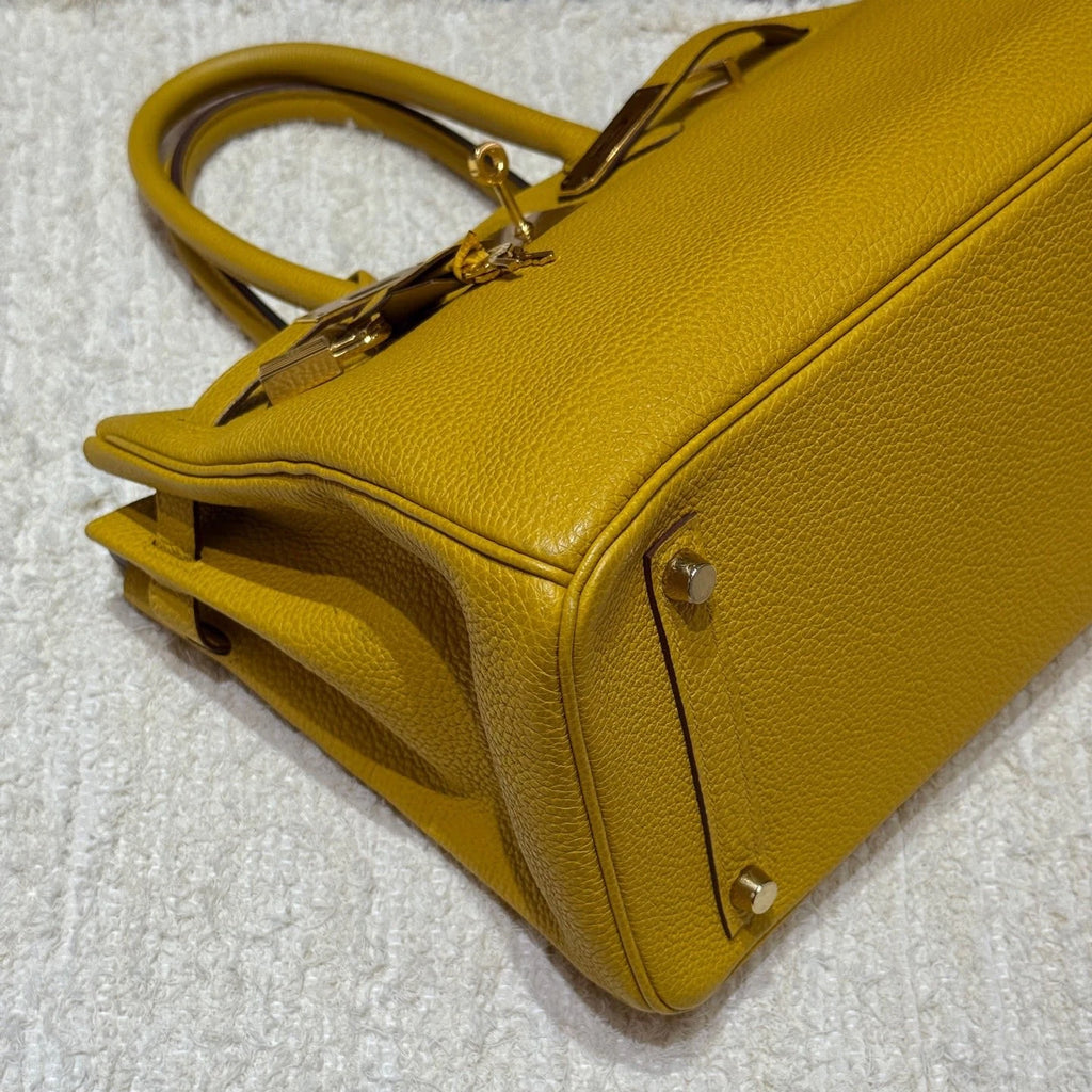 Hermes Birkin30 Top Handle Bag Yellow Gold Used Women Classic