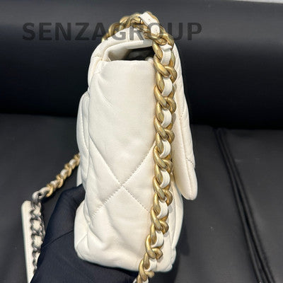 Chanel 19 Bag Chain Shoulder Crossbody Bag White Gold Women's Classic
