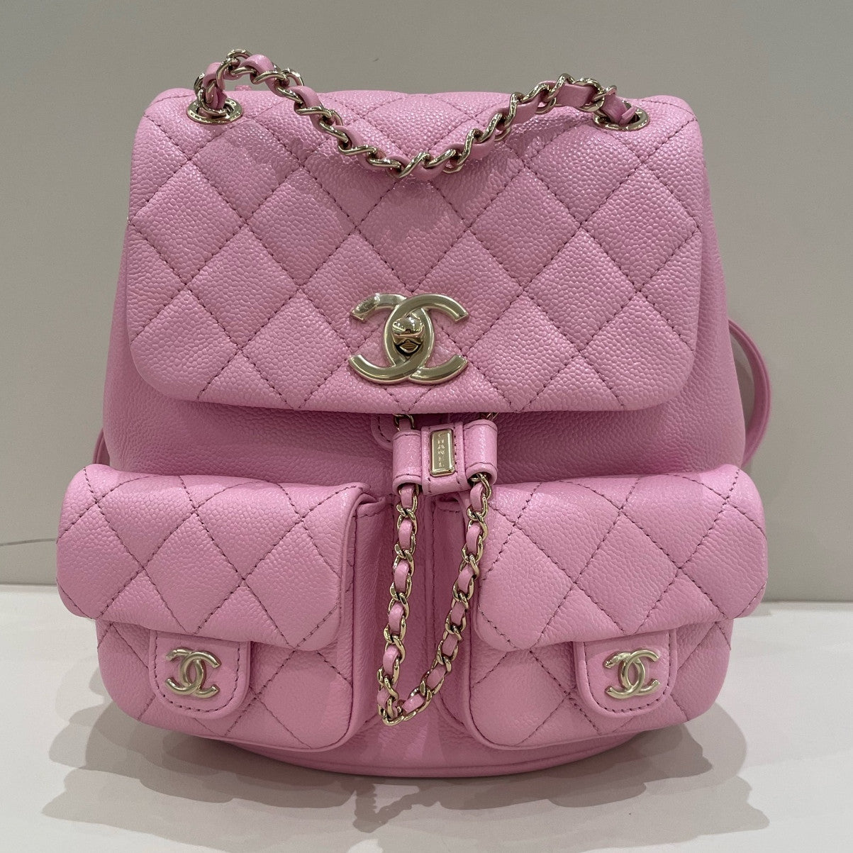 Chanel Quilted Duma Backpack Pink Gold Classic Fashion Women