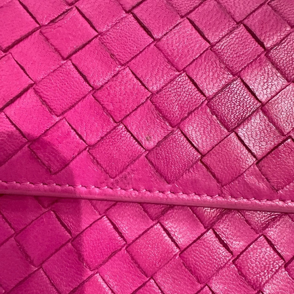 Bottega Veneta Woven Lambskin Snap Flap Long Wallet For Women Pink