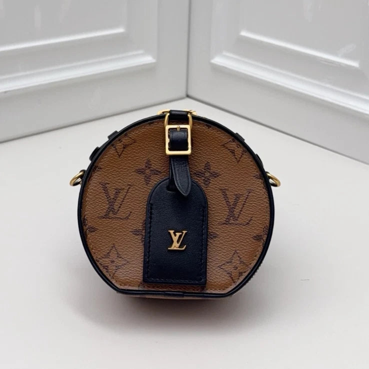 Louis Vuitton Boite Chapeau Mini Round Bag Caramel Monogram Canvas Crossbody GHW