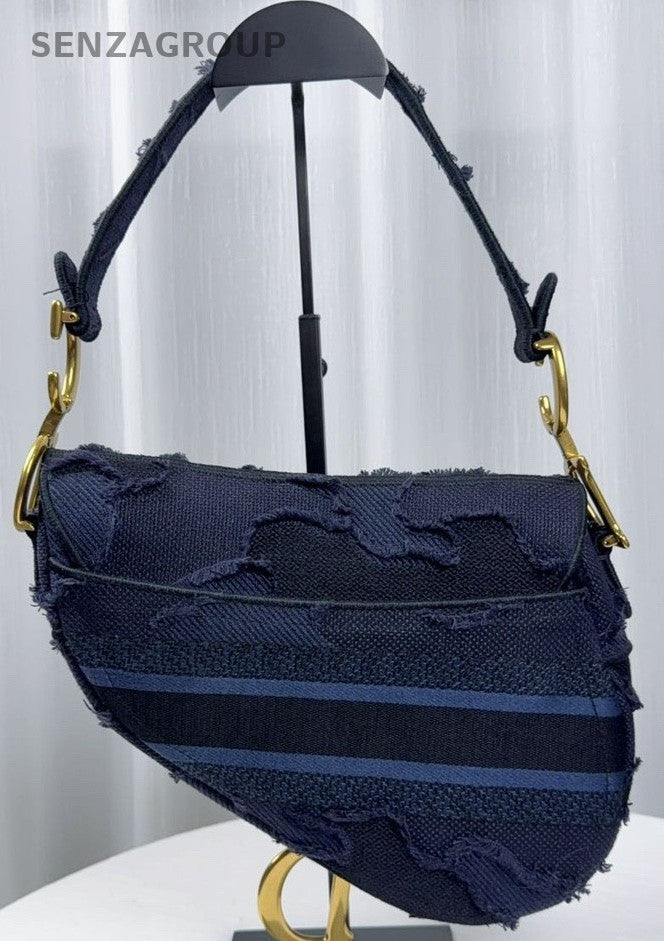 Christian Dior Saddle bag MM Embroidery in blue and black Shoulder bag Women