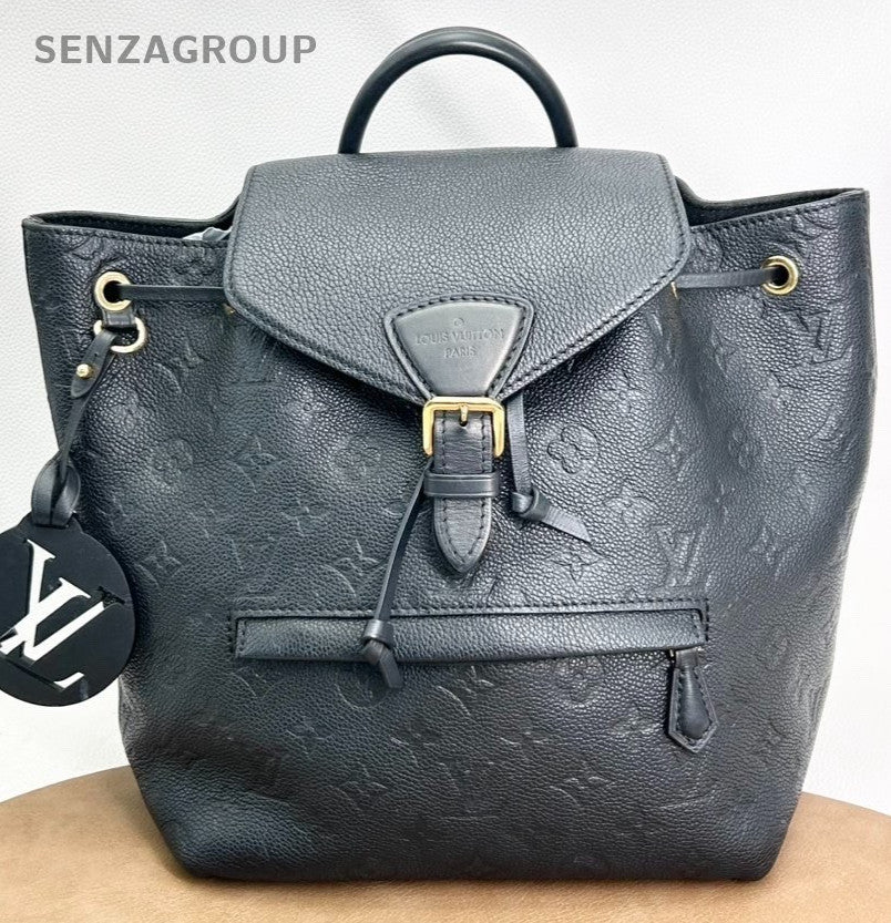 Louis Vuitton Montsouris Empreinte Leather Backpack Shoulder Black